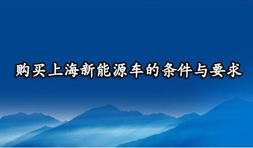 购买上海新能源车的条件与要求